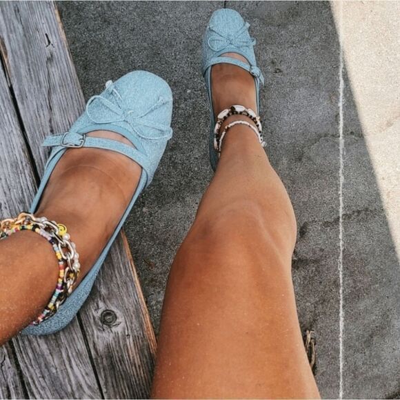 BRAND NEW CHASE & CHLOÉ FERGIE-1 DENIN BALLERINA BOWNOT SLIP-ON FLAT G1 - Picture 15 of 15